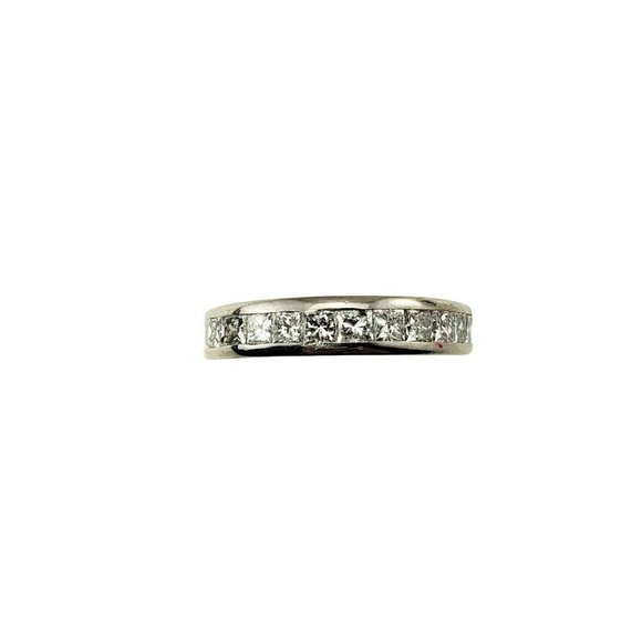 Vintage 14k White Gold and Princess Cut Diamond Wedding Band Size 7.25 #11376 - Picture 1 of 9